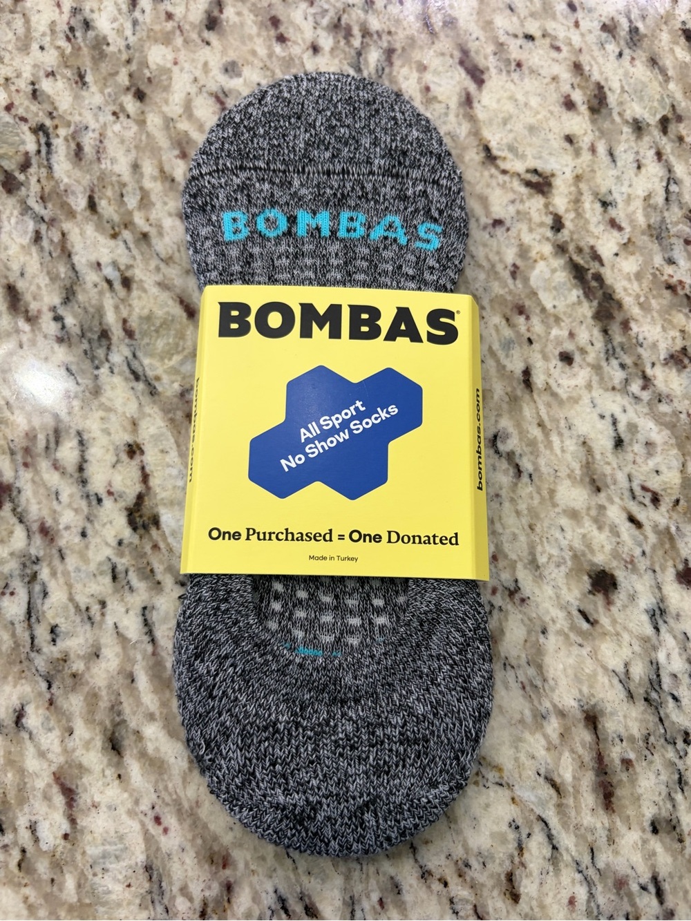 Bombas Women's No-Show Athletic Socks - Gray with Teal Logo